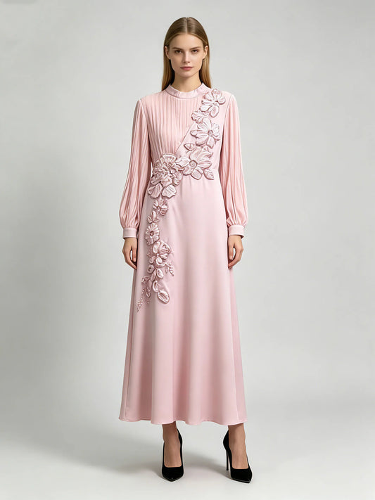 Nerina Round-Neck Appliqué Dress