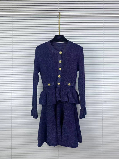 Adeline Round-Neck Buttoned Dress