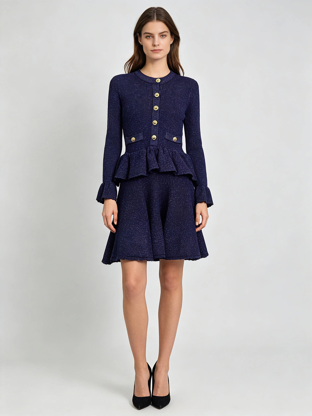 Adeline Round-Neck Buttoned Dress