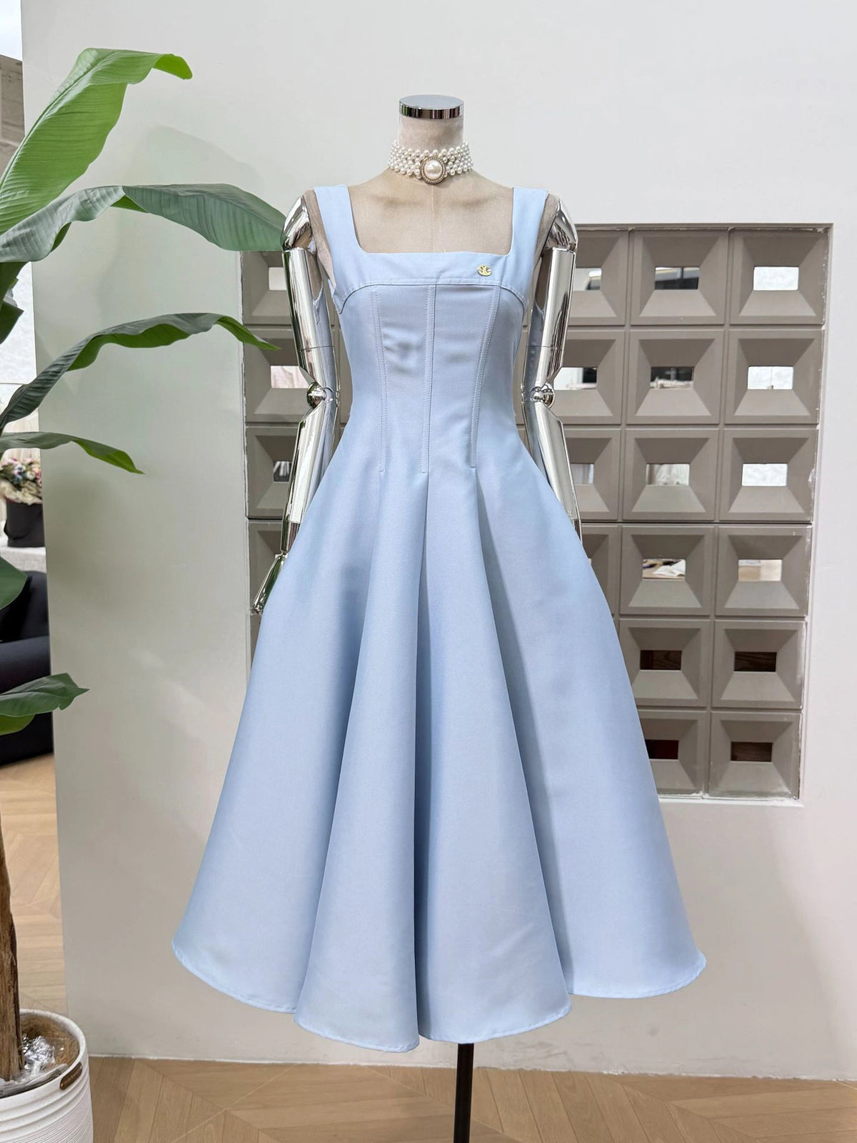 Adele Square-Neck Pearl-Trim Two-Piece Set
