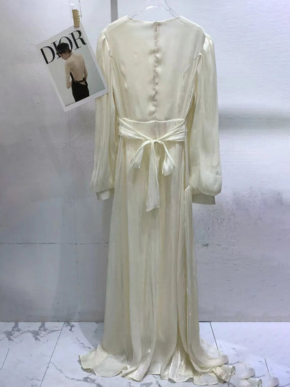 Della Round-Neck Pleated Dress