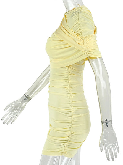 Sabine Round-Neck Pleated Dress