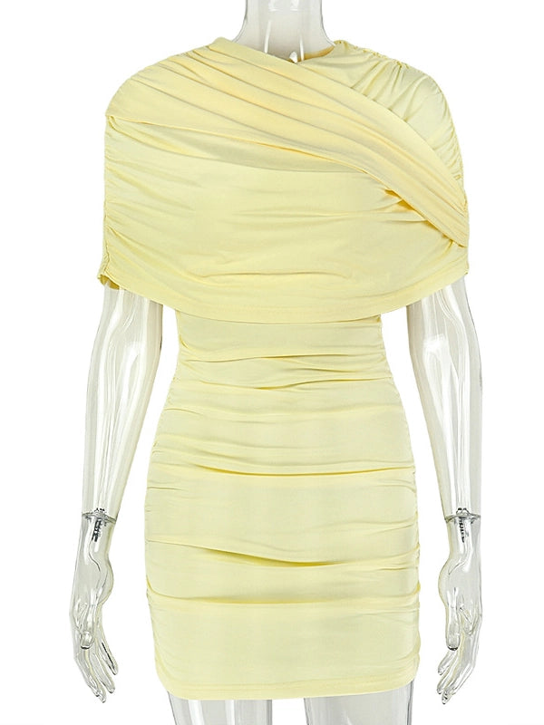 Sabine Round-Neck Pleated Dress