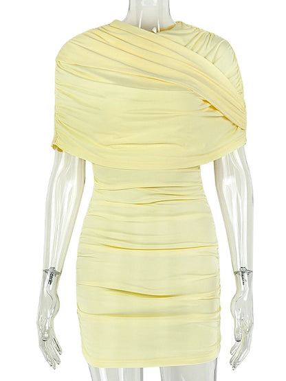 Sabine Round-Neck Pleated Dress