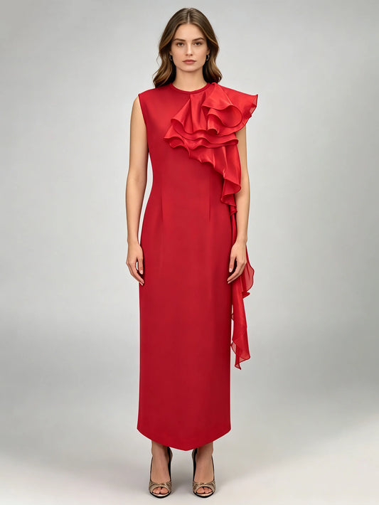 Blaire Round-Neck Ruffle Dress