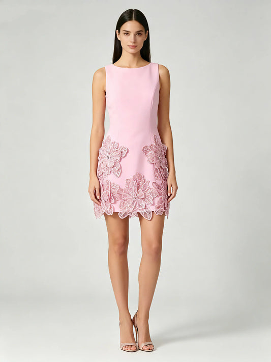 Agatha Round-Neck Appliqué Dress
