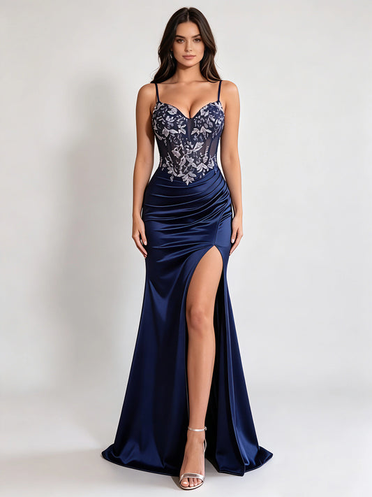 Isla Appliqué Ruched Dress