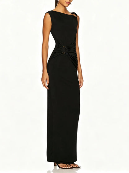 Acacia Pleated Metallic Dress