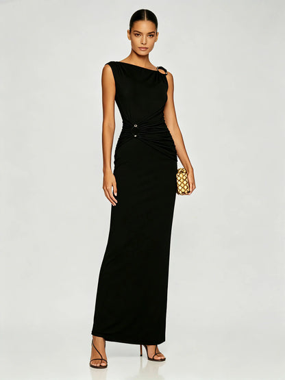 Acacia Pleated Metallic Dress