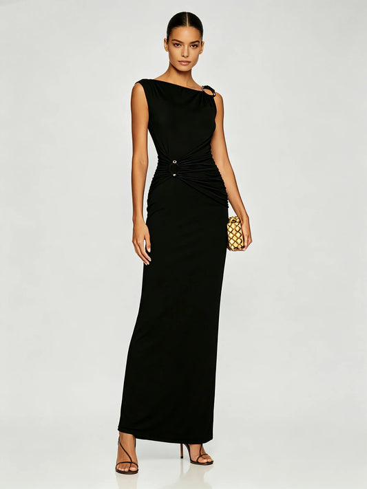 Acacia Pleated Metallic Dress