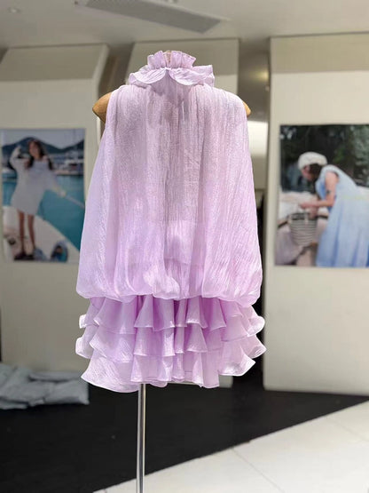 Anthea Çiçekli Fırfırlı Mini Elbise