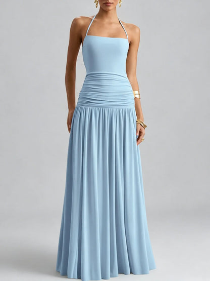 Solid Off Shoulder Ruched High Waist Chic Dress