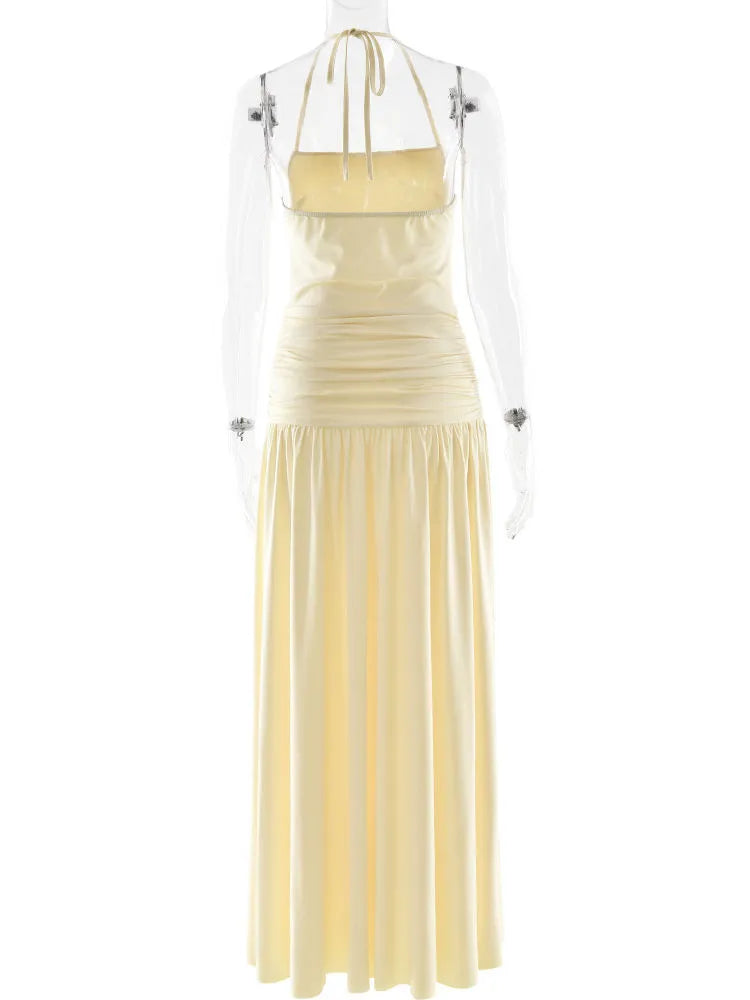 Solid Off Shoulder Ruched High Waist Chic Dress