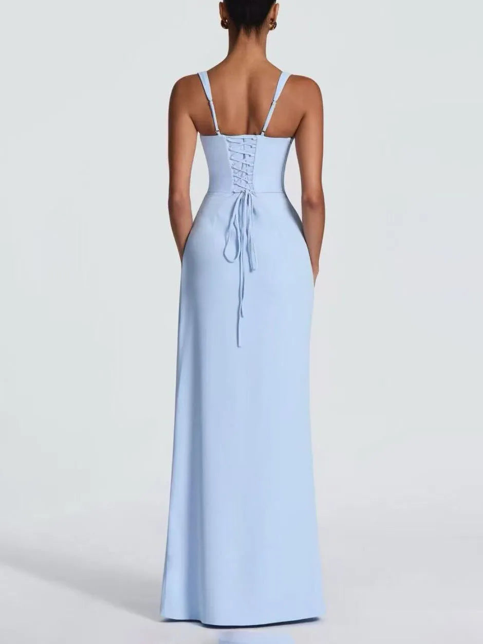Solid Off Shoulder Tunic Side Split Elegant Dress