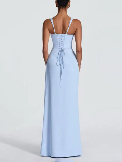 Solid Off Shoulder Tunic Side Split Elegant Dress