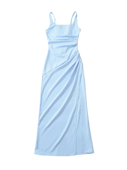 Solid Off Shoulder Tunic Side Split Elegant Dress