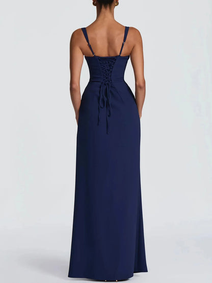 Solid Off Shoulder Tunic Side Split Elegant Dress