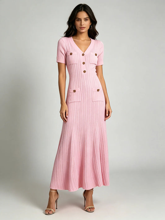 Nadia V-Neck Panelled Dress