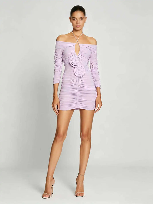 Talia Floral-Appliqué Floral Dress