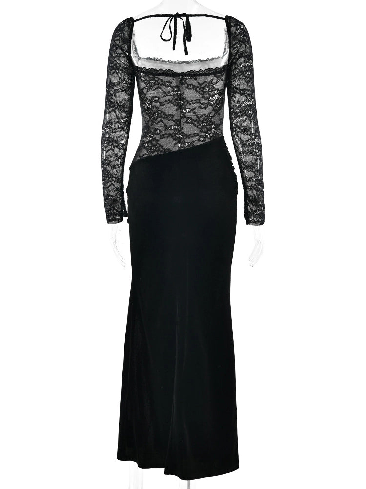 Sasha Square-Neck Lace Dress