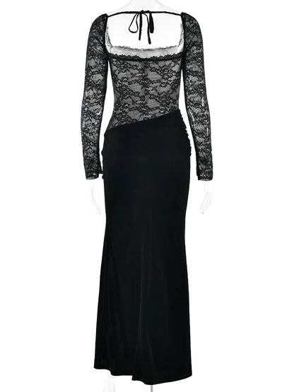 Sasha Square-Neck Lace Dress