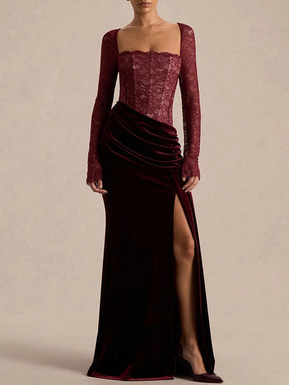 Sasha Square-Neck Lace Dress