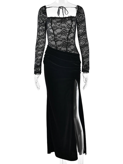 Sasha Square-Neck Lace Dress