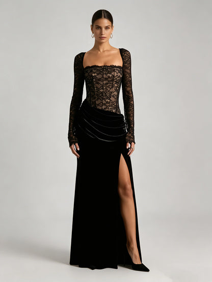 Sasha Square-Neck Lace Dress