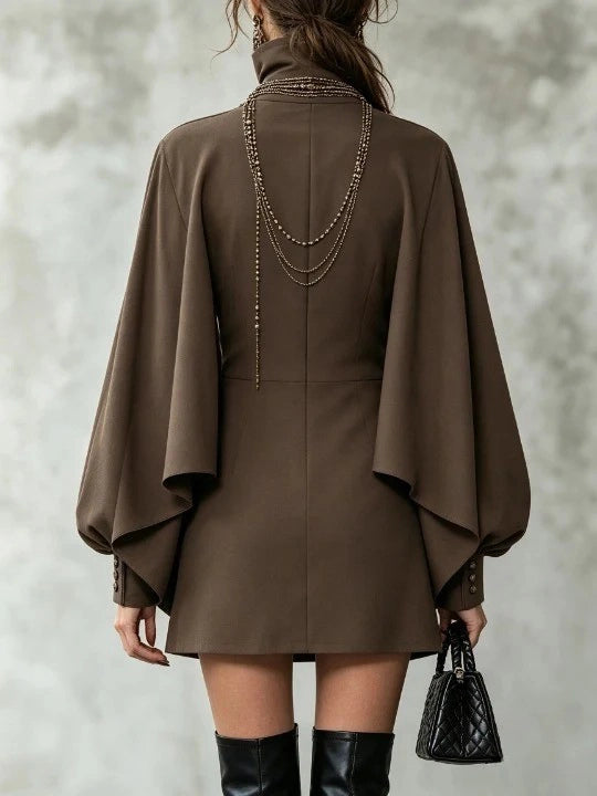 Amara Cape-Sleeve Blazer Dress