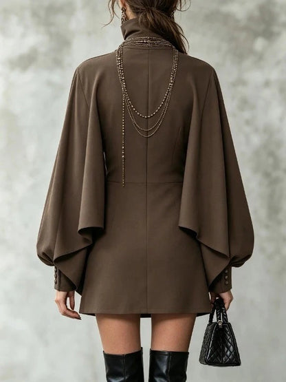 Amara Cape-Sleeve Blazer Dress