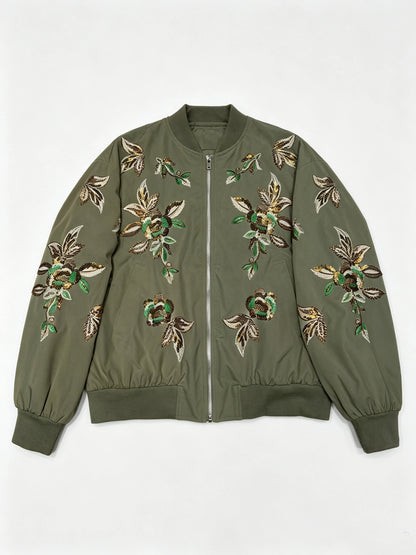 Stand Collar Long Sleeve Spliced Embroidery Fashion Jacket