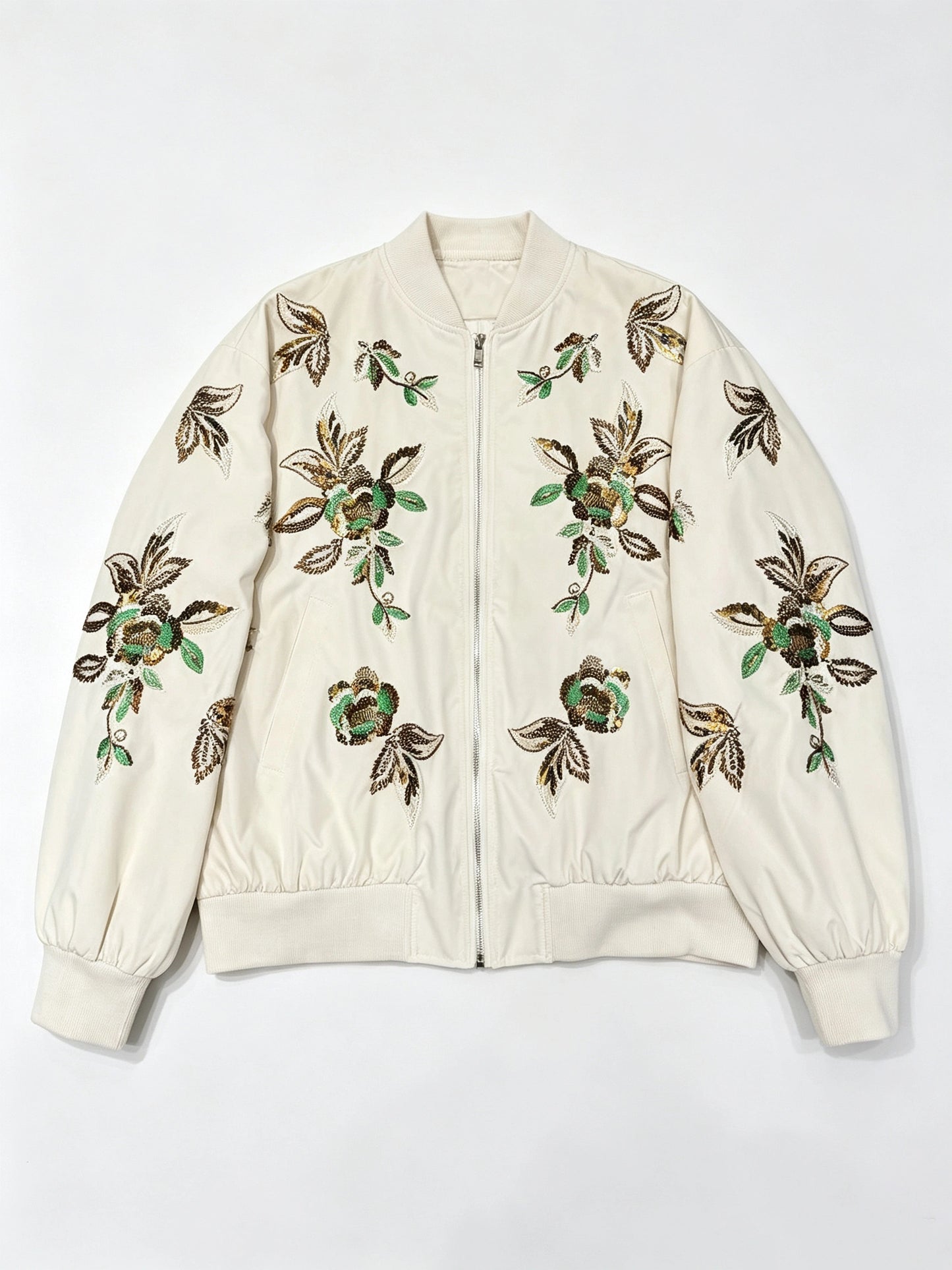 Stand Collar Long Sleeve Spliced Embroidery Fashion Jacket