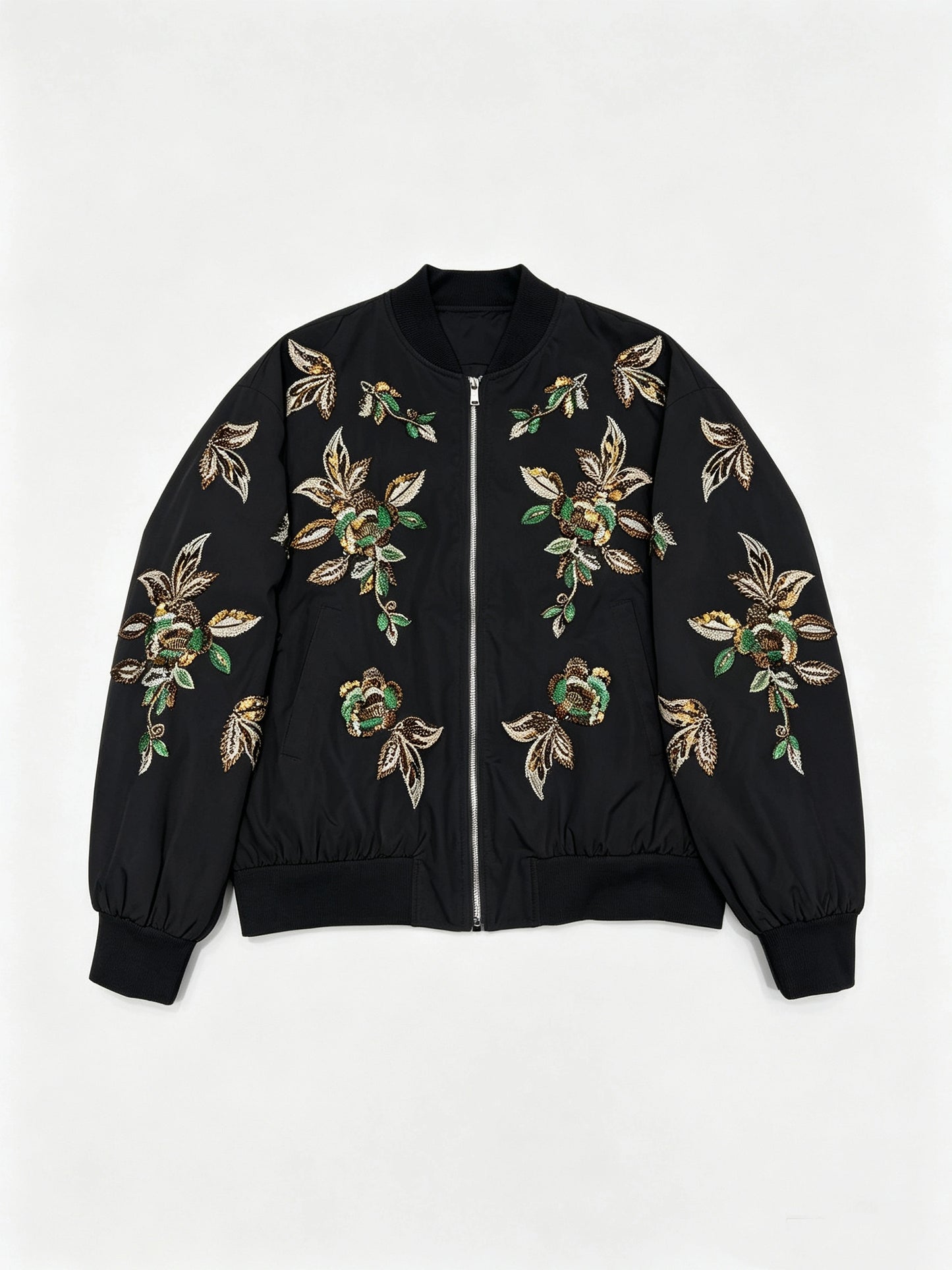 Stand Collar Long Sleeve Spliced Embroidery Fashion Jacket