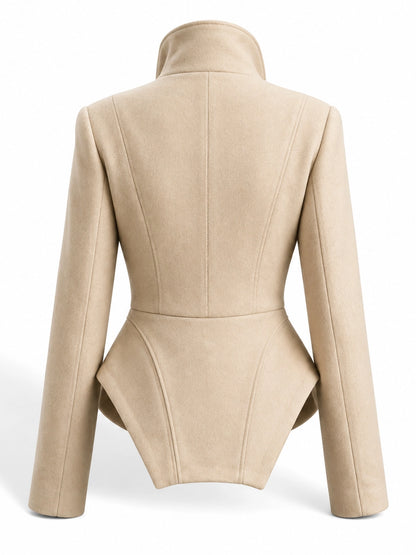 Beatrice High-Neck Asymmetrical Jacket