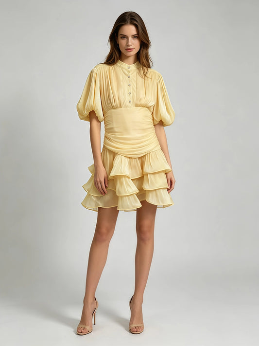 Bette High-Neck Ruffle Mini Dress