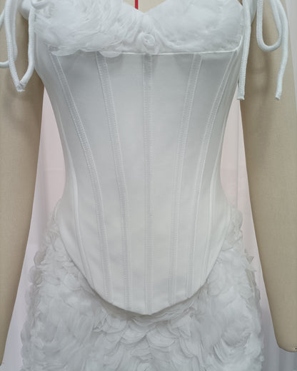 Louisa Floral-Appliqué Corset Two-Piece Set