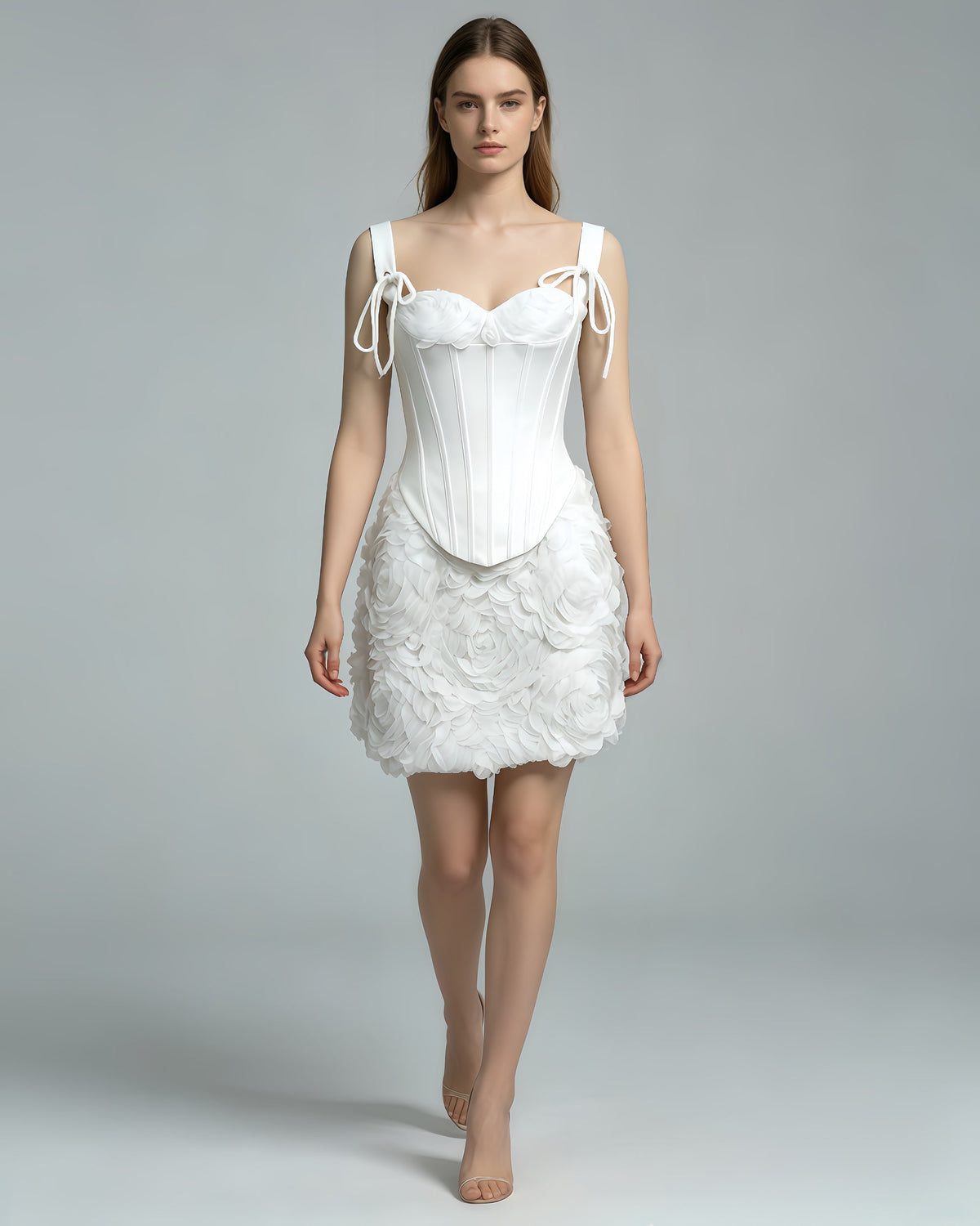 Louisa Floral-Appliqué Corset Two-Piece Set