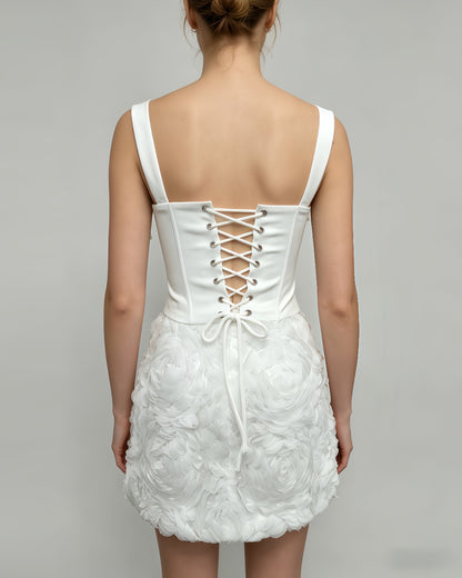 Louisa Floral-Appliqué Corset Two-Piece Set