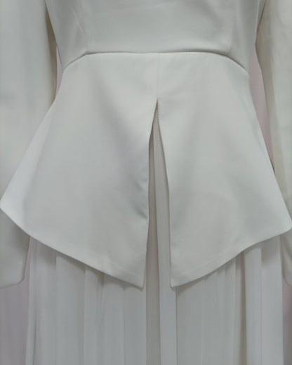 Leonora High-Neck Peplum Maxi Dress