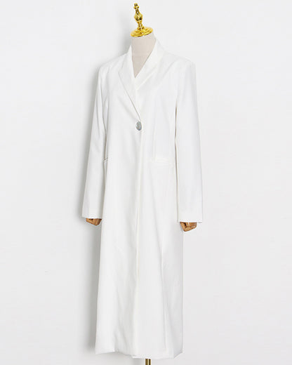 White Longline Single-Button Trench Coat