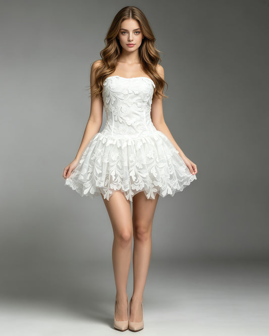 Magnolia Strapless Embroidered Mini Dress