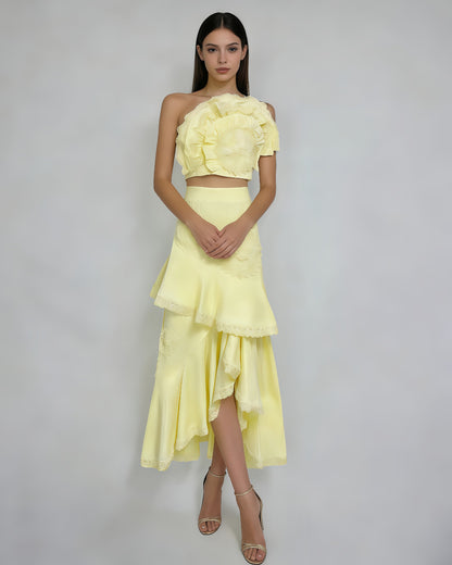 Lola One-Shoulder Crochet Two-Piece Set