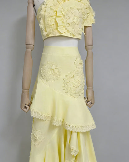 Lola One-Shoulder Crochet Two-Piece Set