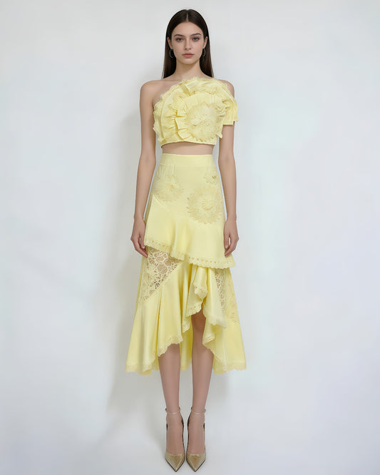 Lola One-Shoulder Crochet Two-Piece Set