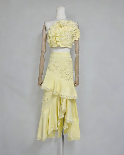 Lola One-Shoulder Crochet Two-Piece Set