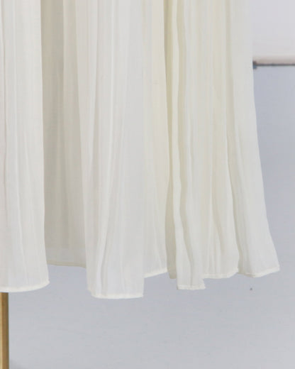 Beige Off-Shoulder Pleated Floral Maxi Dress
