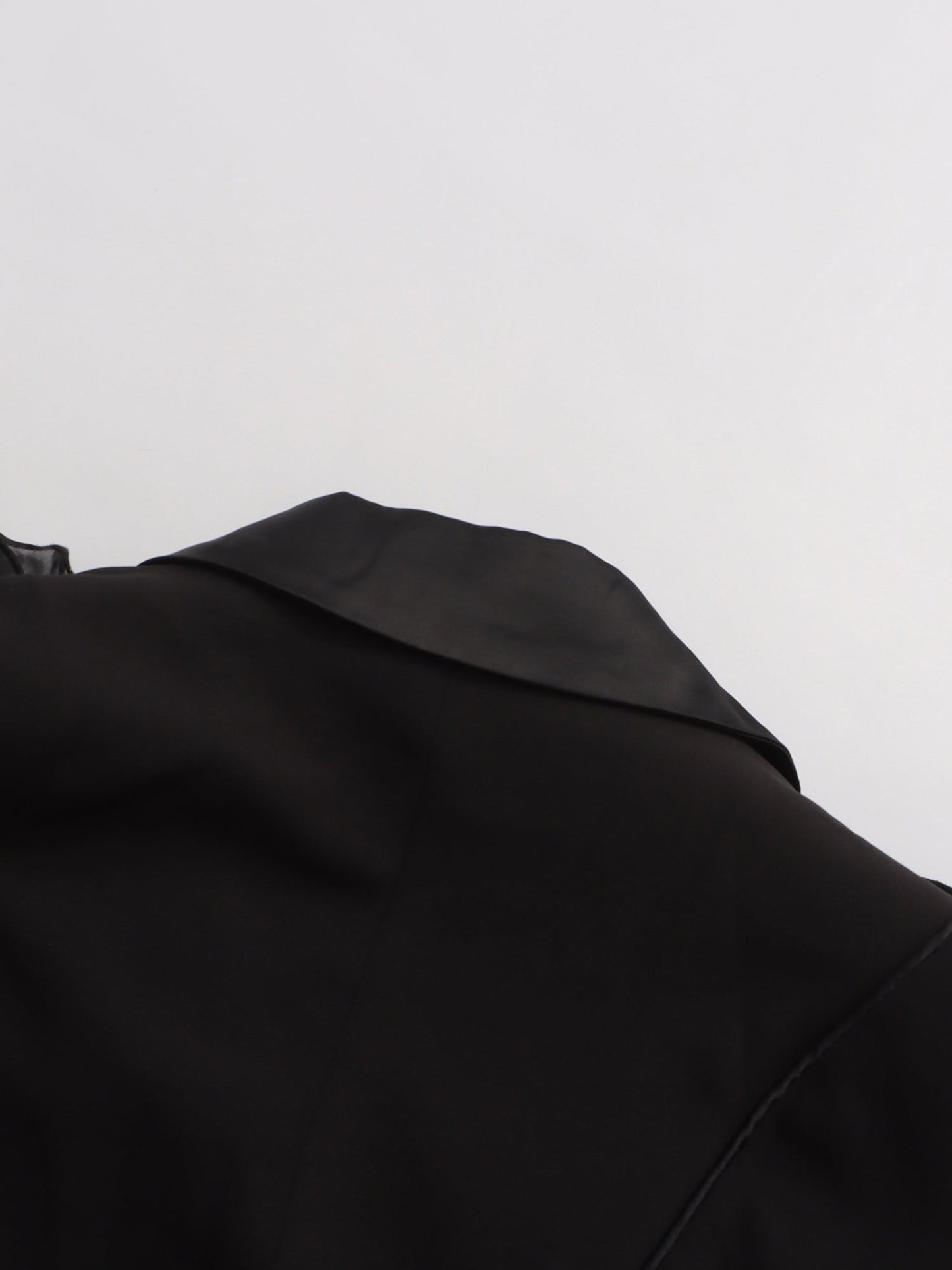 Black Blazer with Organza Ruffle Shoulder & Satin Lapel