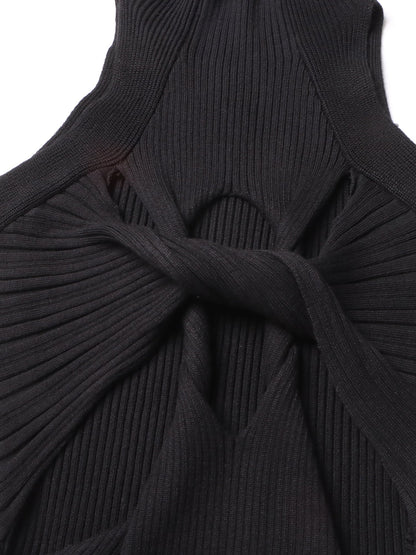 Black Knit Cutout Knot Bodycon Mini Dress