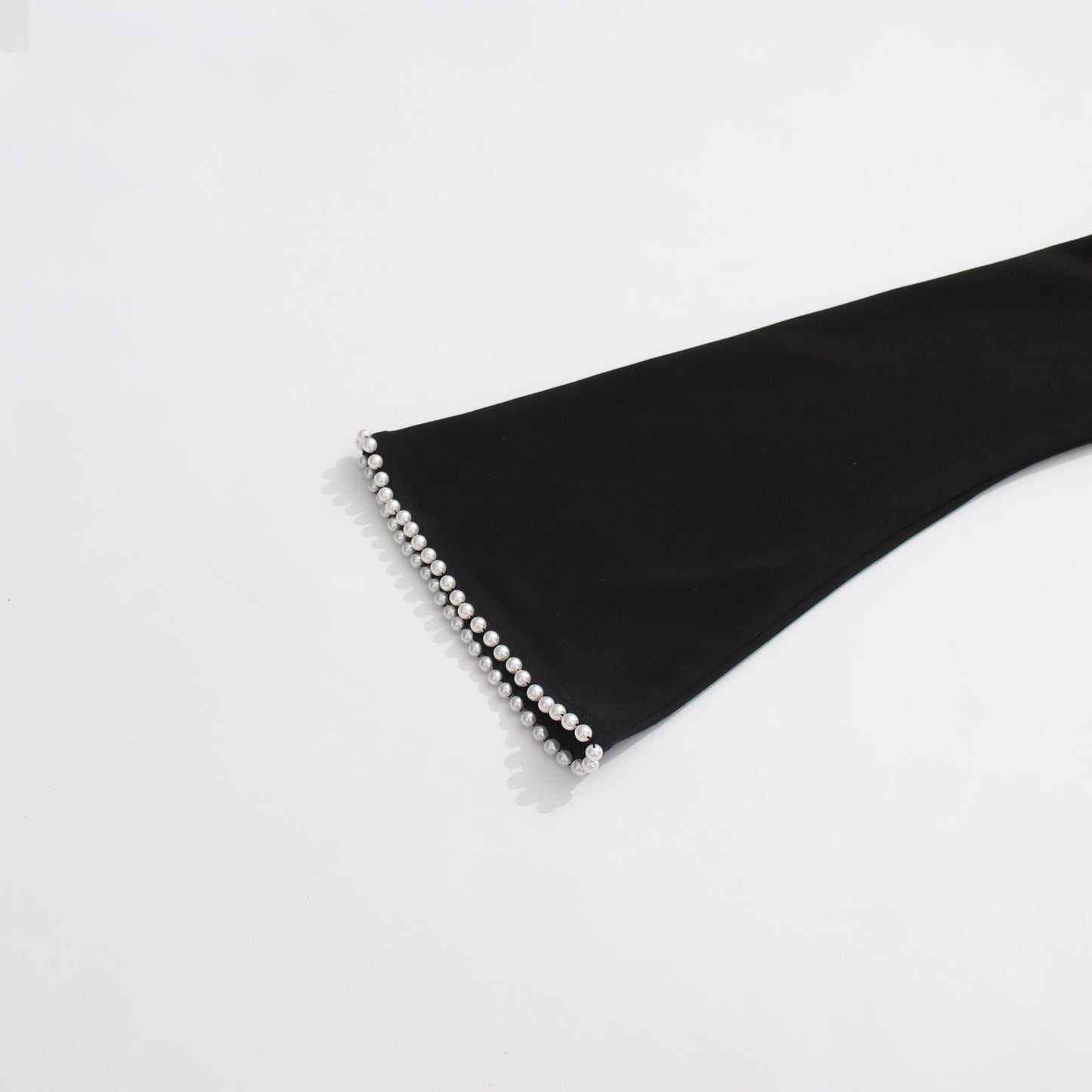 Black Maxi Dress with Pearl-Trimmed Cape Sleeves