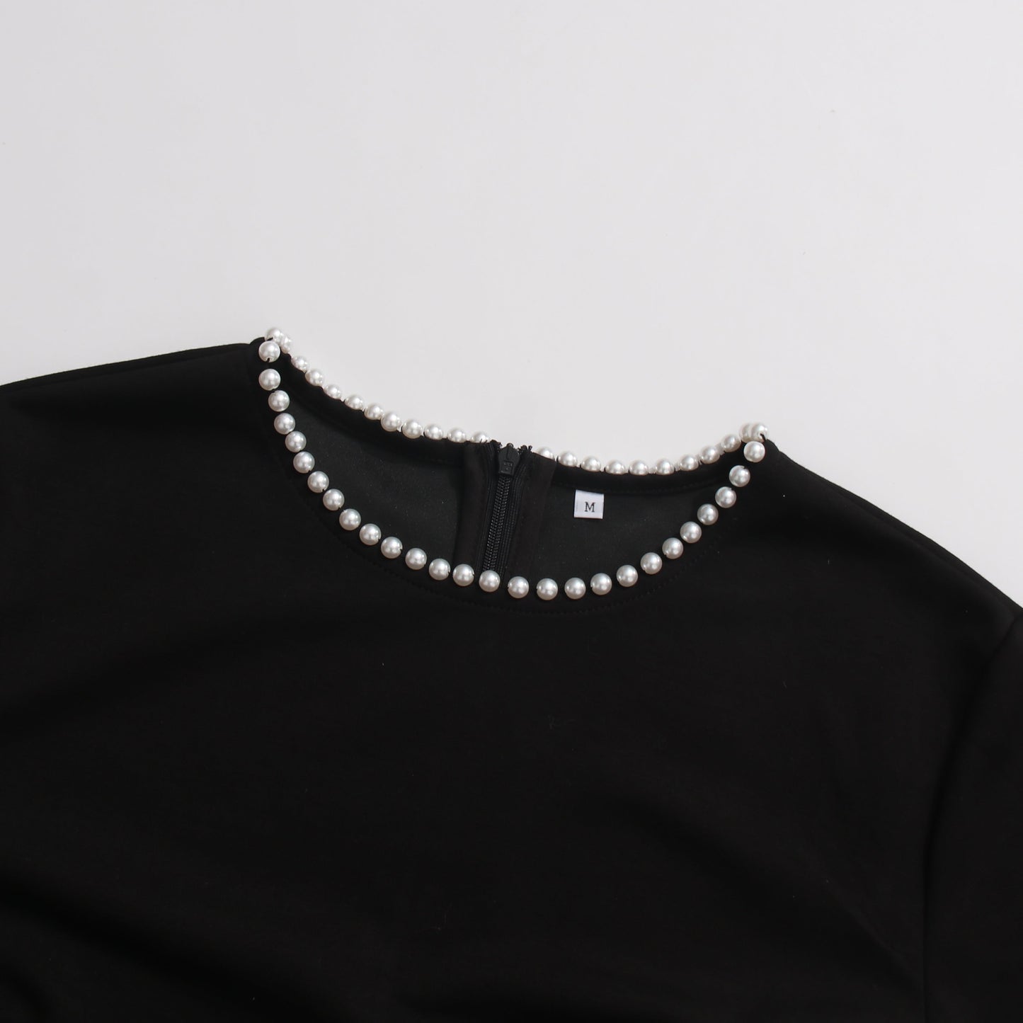 Black Maxi Dress with Pearl-Trimmed Cape Sleeves